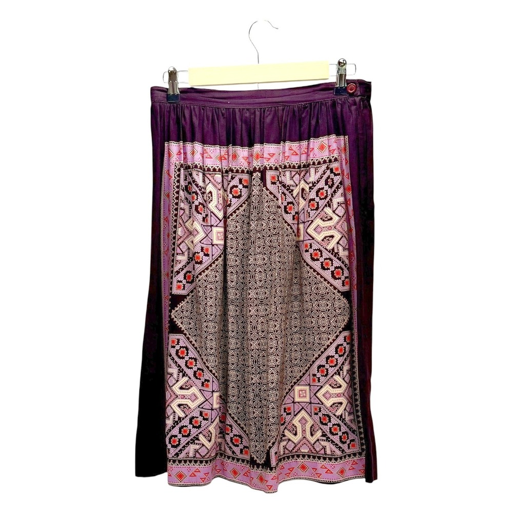Vintage‎ Baronesa Size 9/10 Midi Skirt Geometric Purple Mod Unique Womenswear